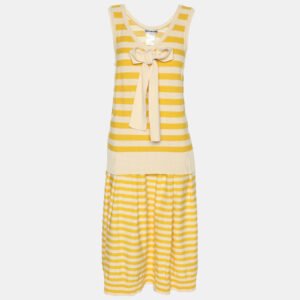 Sonia Rykiel Yellow/Beige Stripped Knit Top and Skirt Set M