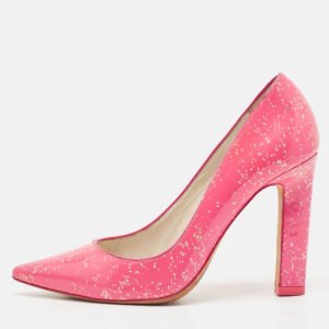 Sophia Webster Pink Glitter Patent Leather Pointed Toe Pumps Size 39.5