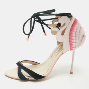 Sophia Webster Multicolor Leather and Suede Flamingo Frill Ankle Wrap Sandals Size 38.5