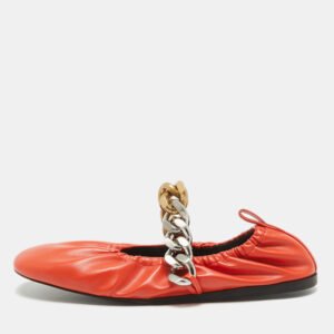 Stella McCartney Orange Faux Leather Falabella Soft Ballet Flats Size 36