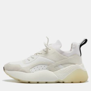 Stella McCartney White/Grey Faux Leather and Faux Suede Eclypse Lace Up Sneakers Size 41