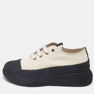 Stella McCartney Beige/Black Canvas Platform Sneakers Size 37