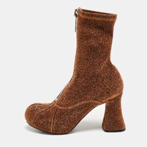 Stella McCartney Copper Lurex Fabric Groove Ankle Length Boots Size 37