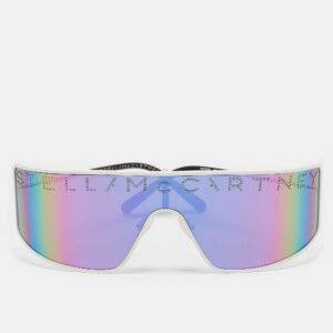 Stella McCartney White Tone/Multicolor Mirrored SC0196S Logo Studded Mask Sunglasses