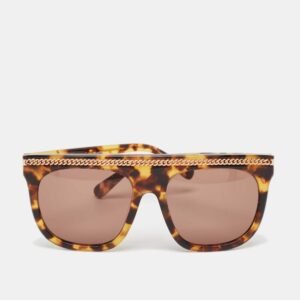 Stella McCartney Tortoise Brown Falabella Chain Square Sunglasses