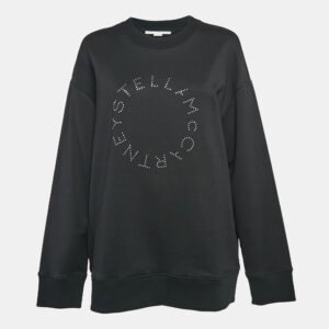 Stella McCartney Black Studded Logo Cotton Knit Oversized Sweatshirt XS