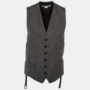 Stella McCartney Charcoal Grey Patterned Wool Sleeveless Vest S