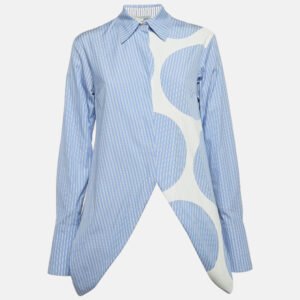 Stella McCartney Blue Stripe Cotton Asymmetric Shirt XS