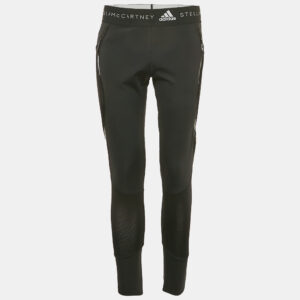Stella McCartney  X Adidas Black Mesh Trim Jersey Leggings L