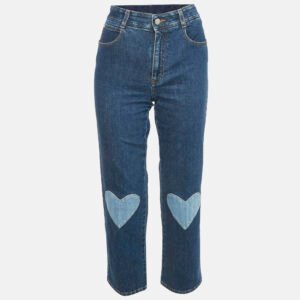 Stella McCartney Blue Denim Heart Applique Detail Straight Leg S Waist 27"