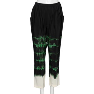 Stella McCartney Black Tie-Dye Printed Silk Pants M
