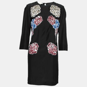 Stella McCartney Black Silk Embroidered Mini Dress S