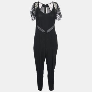 Stella McCartney Black Lace & Georgette Jumpsuit M