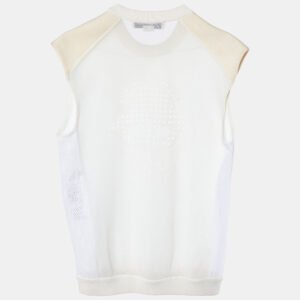 Stella McCartney Cream Patterned Knit Sleeveless Sweater M