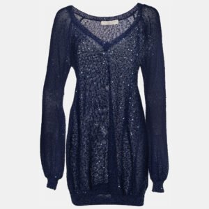 Stella McCartney Navy Blue Sequined Cotton Knit Jumper M