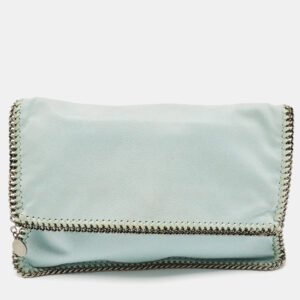 Stella McCartney Mint Green Faux Suede Falabella Foldover Clutch
