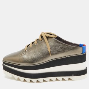 Stella McCartney Metallic Leather Elyse Platform Mules Size 38.5