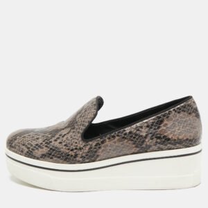 Stella McCartney Brown Faux Python Leather Binx Sneakers Size 41