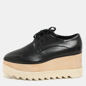 Stella McCartney Black Faux Leather Elyse Platform Derby Size 36.5