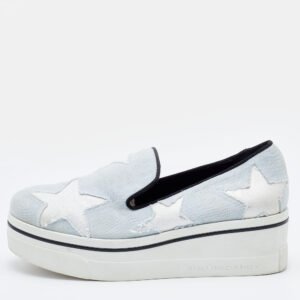 Stella McCartney Light Blue Denim Binx Star Platform Sneakers Size 36