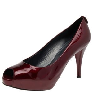 Stuart Weitzman Red Patent Leather Sierra Peep Toe Platform Pumps Size 39.5