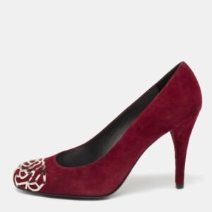 Stuart Weitzman Burgundy Suede Rosita Round Toe Pumps Size 37