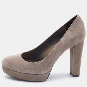 Stuart Weitzman Grey Suede Block Heel Pumps Size 37.5