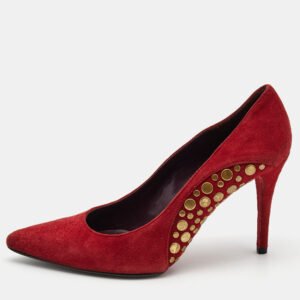Stuart Weitzman Dark Red Suede Studded Pumps Size 37