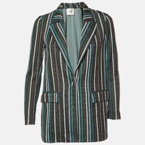 Suoli Metallic Lurex Knit Single Breasted Blazer S