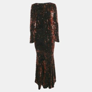 Talbot Runhof Black Sequin Velvet Long Sleeve Gown M