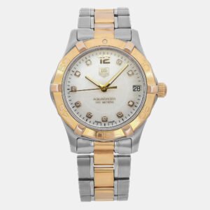 luxury-women-tag-heuer-used-watches-p1099178-007 Tag Heuer White Stainless Steel Aquaracer WAF1320.BB0820 Quarts Women's Wristwatch 32mm