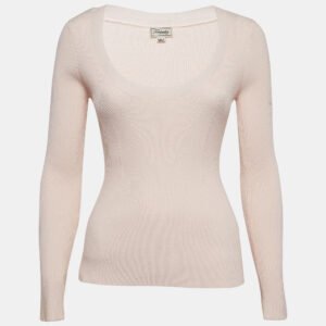 Temperly london Pink Rib Knit Round Neck Sweater M