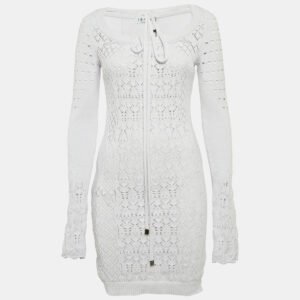 The Attico Lilac Purple Crochet Knit Long Sleeve Taylor Mini Dress M