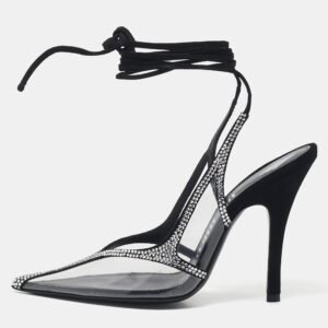 The Attico Transparent PVC and Suede Crystal Embellished Venus Pumps Size 38