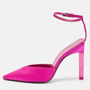 The Attico Pink Satin Perine Ankle Strap Pumps Size 37