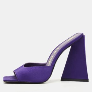 The Attico Purple Satin Devon Block Heel Slide Sandals Size 37