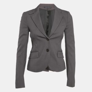 Theory Grey Stripe Patterned Cotton Blend Blazer XS