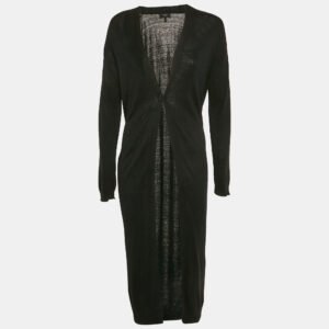 luxury-women-theory-used-clothes-p1147171-001 Theory Black Linen Knit Long Cardigan M