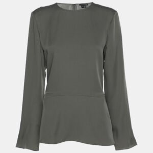 Theory Grey Silk Full Sleeve Top M