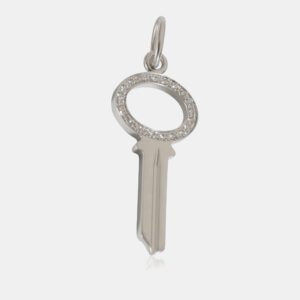 Tiffany & Co. 18k White Gold Keys Fashion Pendant 0.05 CTW