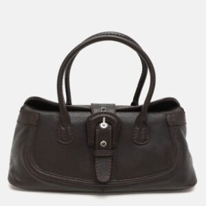 luxury-women-tods-used-handbags-p1144577-015 Tod's Brown Leather Buckle Satchel