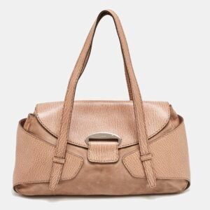 luxury-women-tods-used-handbags-p1149391-002 Tod's Beige Leather and Suede Shoulder Bag