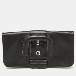 Tod's Black Leather Lucy Flap Clutch