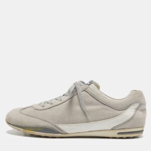 Tod's Grey Leather and Suede Lace Up Sneakers Size 39