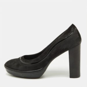 Tod's Black Suede Round Toe Platform Pumps Size 40