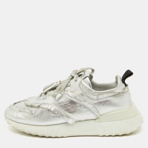 Tod's Silver Perforated Leather Low Top Sneakers Size 39.5