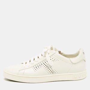 Tod's White Leather Lace Up Sneakers Size 37.5