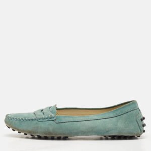 Tod's Aqua Suede Driver Loafers Size 38.5