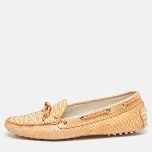 Tod's Yellow/Orange Python Leather Penny Loafers Size 41