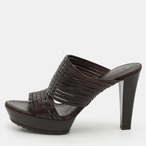 Tod's Brown Leather Platform Slide Sandals Size 36.5